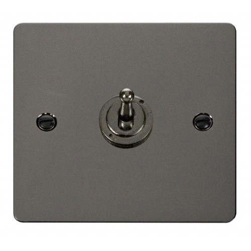 Click Define Black Nickel Flat Plate 10AX 1 Gang 2 Way Toggle Switch at