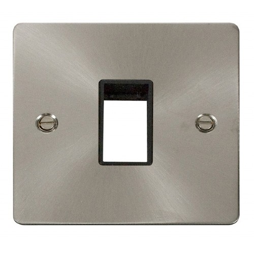 Click Define Brushed Steel Flat Plate 1 Gang Plate Single Switch