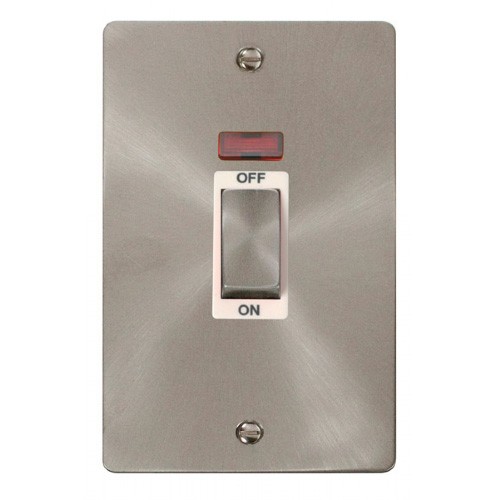 Click Define Brushed Steel Flat Plate Ingot 2 Gang 45A Double Pole