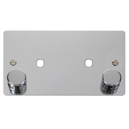 Click Define Polished Chrome Flat Plate 2 Gang Plate 2 Dimmer Module 