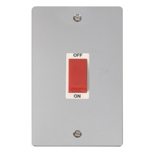 Click Define Polished Chrome Flat Plate 2 Gang 45A Double Pole Switch