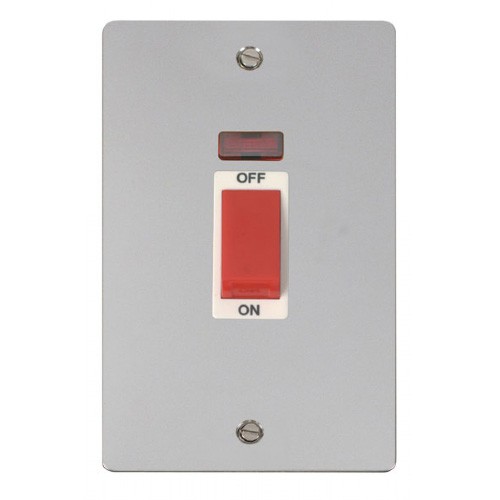 Click Define Polished Chrome Flat Plate 2 Gang 45A Double Pole Switch