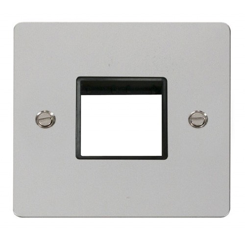 Click Define Polished Chrome Flat Plate 1 Gang Plate Twin Switch