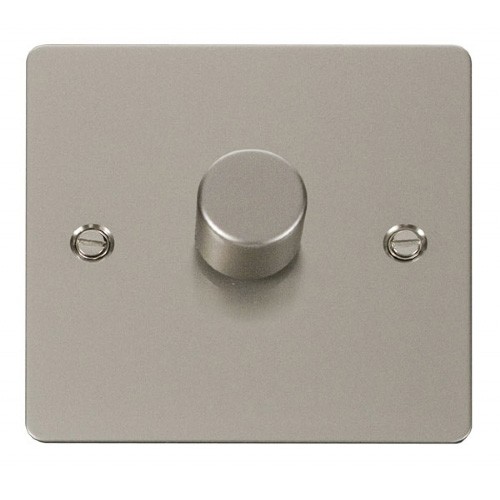 Click Define Pearl Nickel Flat Plate 1 Gang 2 Way 400W Dimmer Switch at