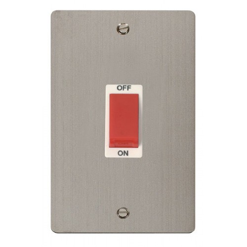 Click Define Stainless Steel Flat Plate 2 Gang 45A Double Pole Switch