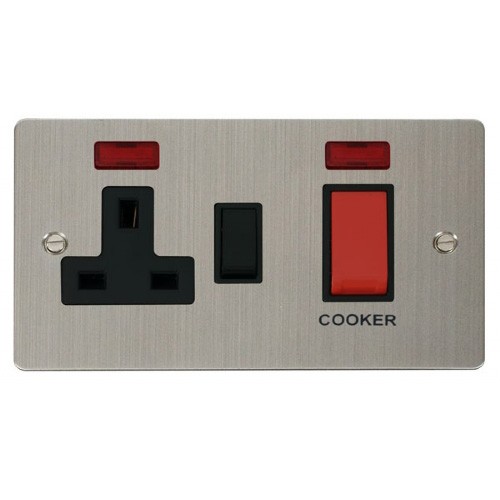 Click Define Stainless Steel Flat Plate 45A Double Pole Switch and 13A