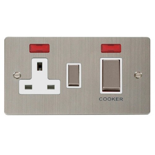 Click Define Stainless Steel Flat Plate Ingot 45A Double Pole Switch
