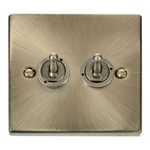 Click Deco Victorian Antique Brass 2 Gang 2 Way 10AX Toggle Switch at