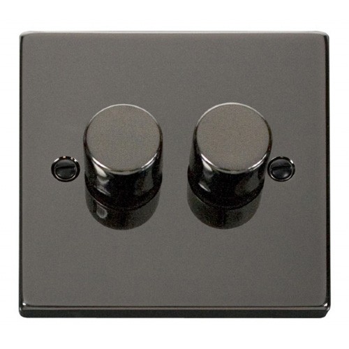 Click Deco Victorian Black Nickel 2 Gang 2 Way 400Va Dimmer Switch with Black Nickel Knobs UKES