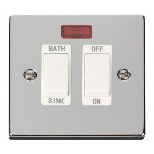 Click Deco Victorian Polished Chrome 20A Double Pole Sink/Bath Switch