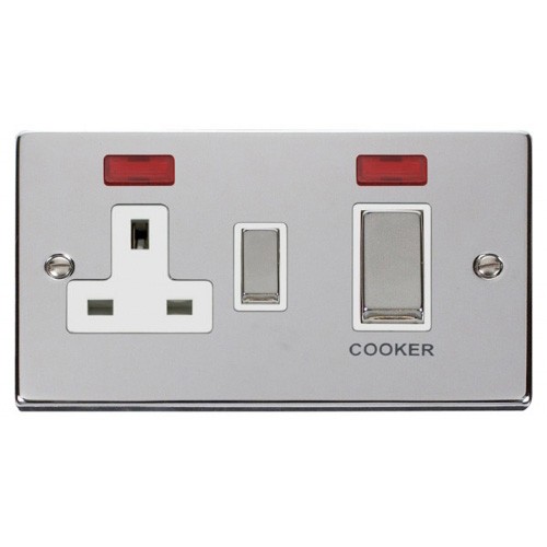 Click Deco Victorian Polished Chrome 45A Double Pole Ingot Cooker ...