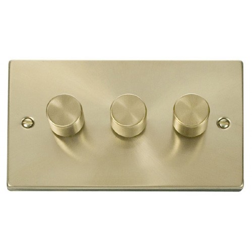 Click Deco Victorian Satin Brass 3 Gang 2 Way 400W Dimmer Switch at UK