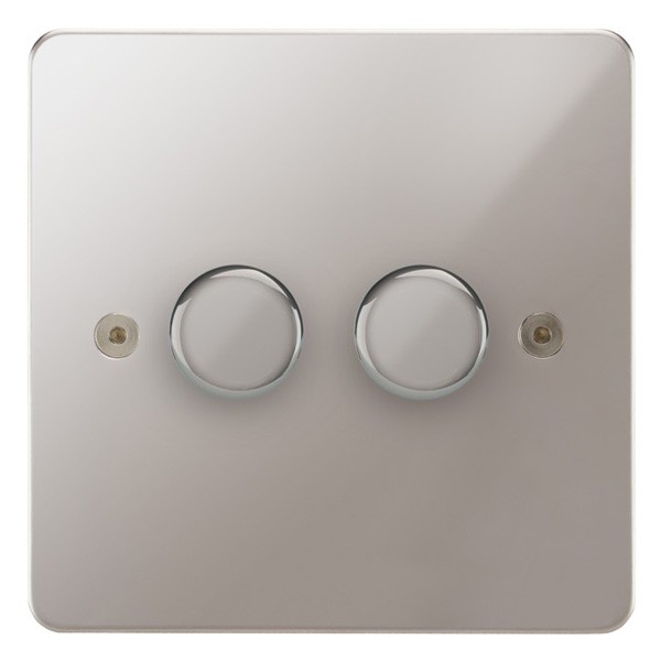 Dimmer 2 Gang 2 Way 250W Screwless Polished Chrome - UK