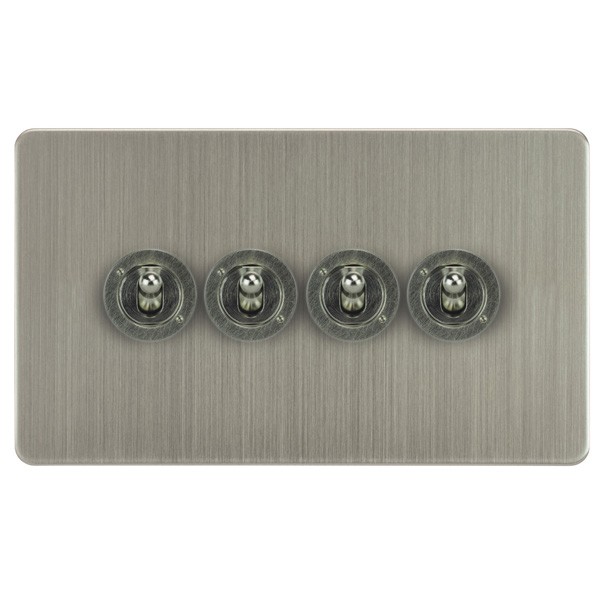Focus SB Horizon HSN14.4 4 gang 20 amp 2 way toggle switch in Satin