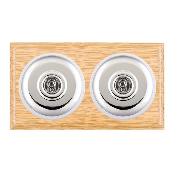 Hamilton Bloomsbury Ovolo Light Oak 2 Gang 20AX Intermediate Toggle