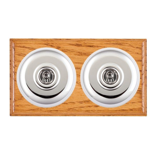 Hamilton Bloomsbury Ovolo Medium Oak 2 Gang 20AX Intermediate Toggle