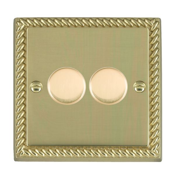 Hamilton Cheriton Polished Brass Push On/Off Dimmer 2 Gang 2