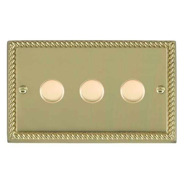 Hamilton Cheriton Polished Brass Push On/Off Dimmer 3 Gang 2
