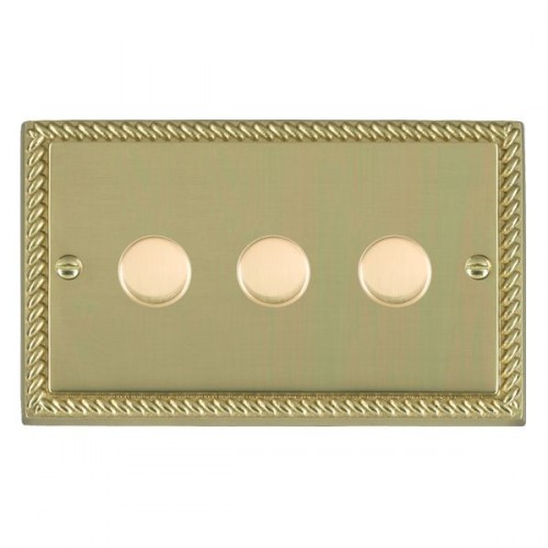 Hamilton Cheriton Polished Brass Push On/Off Dimmer 3 Gang 2