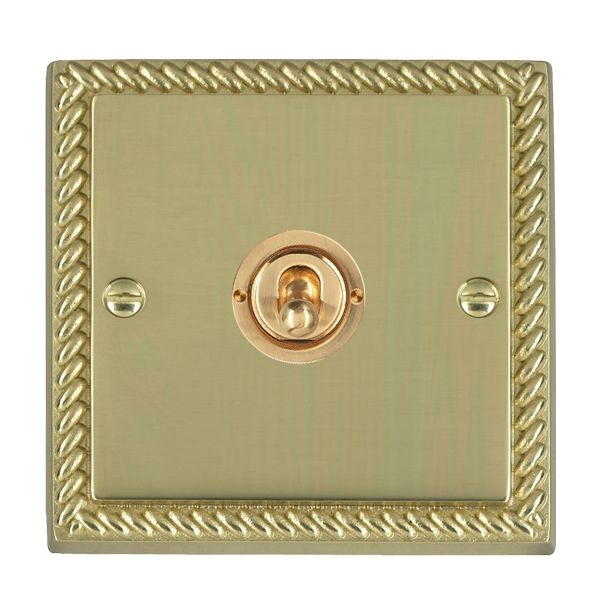 Hamilton Cheriton Polished Brass 1 Gang 20AX Double Pole Toggle Switch with Polished