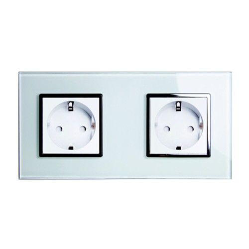 thumbnail interactive-video image 1 of Merten MEG2328 Shuko Double Socket - White Gloss, Child-Safe, Plug-in Terminals (Atelier-M Series) 1 of 2