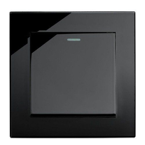 Retrotouch Mechanical Light Switch 1 gang 2 Ways Black Plain Glass at