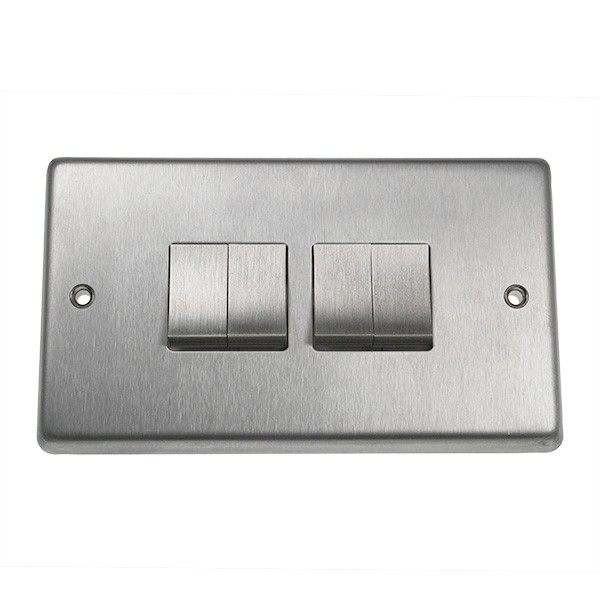 Eurolite Stainless Steel Satin Stainless 4 Gang 10amp 2way Switch with ...