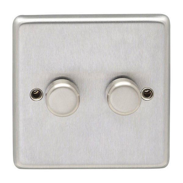 Eurolite Stainless Steel SSS2D400 Satin Stainless 2 Gang 400w Dimmer