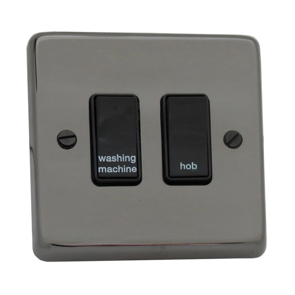 Eurolite Stainless Steel Black Nickel 2 Gang 20amp DP Engraved 