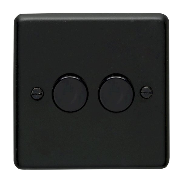 Eurolite Stainless Steel Matt Black 2 Gang 400w Dimmer Switch with