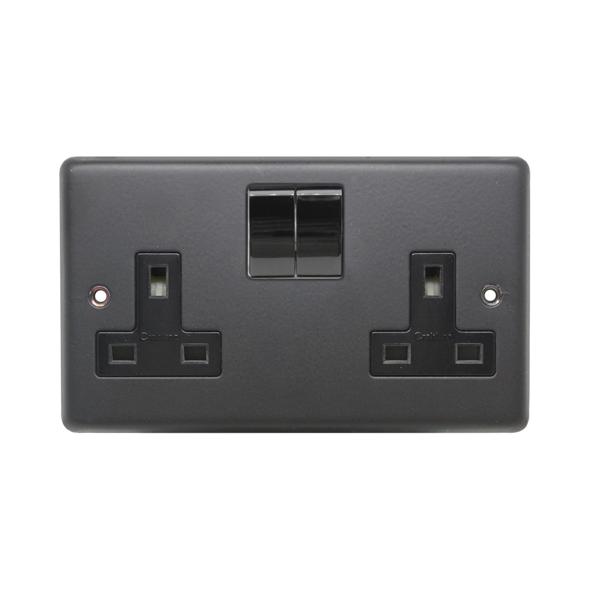 Eurolite Stainless Steel Matt Black 2 Gang 13amp Double Pole Switched ...