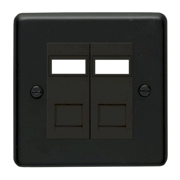 Eurolite Stainless Steel Matt Black 2 Gang Data Socket with Black