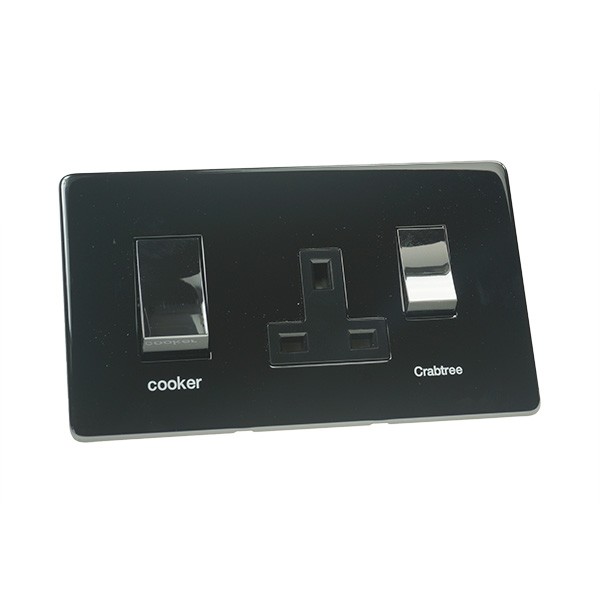 Eurolite Concealed Fix Flat Plate CBN45ASWASB Black Nickel 2 Gang