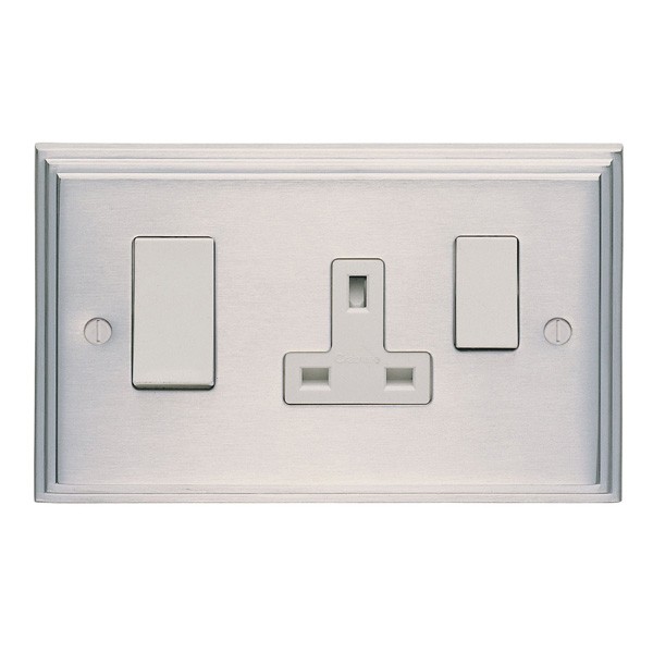 Eurolite Stepped Edge SSC45ASWASW Satin Chrome 2 Gang 45amp DP Switch