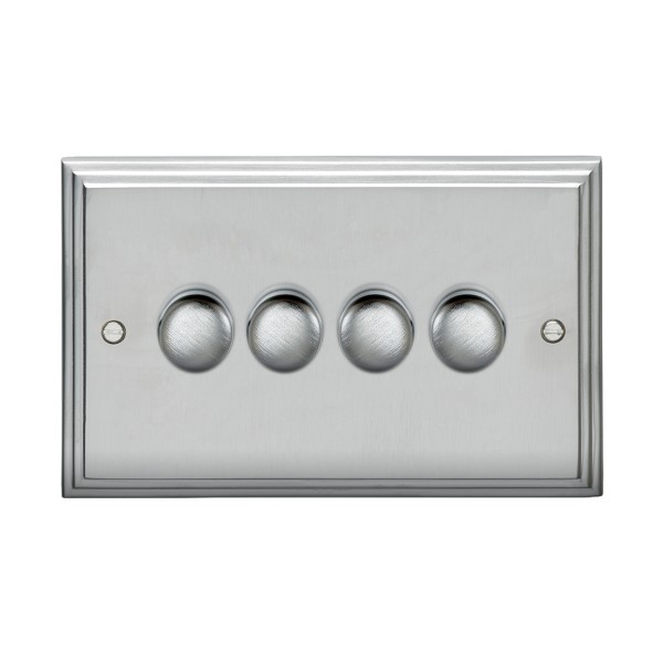 Eurolite Stepped Edge SSC4D400 Satin Chrome 4 Gang 400w Dimmer Switch