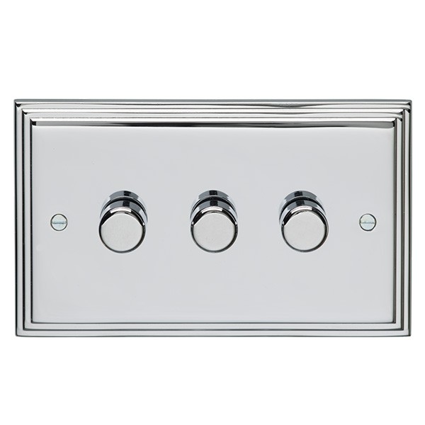 Eurolite Stepped Edge SPC3D400 Polished Chrome 3 Gang 400w Dimmer