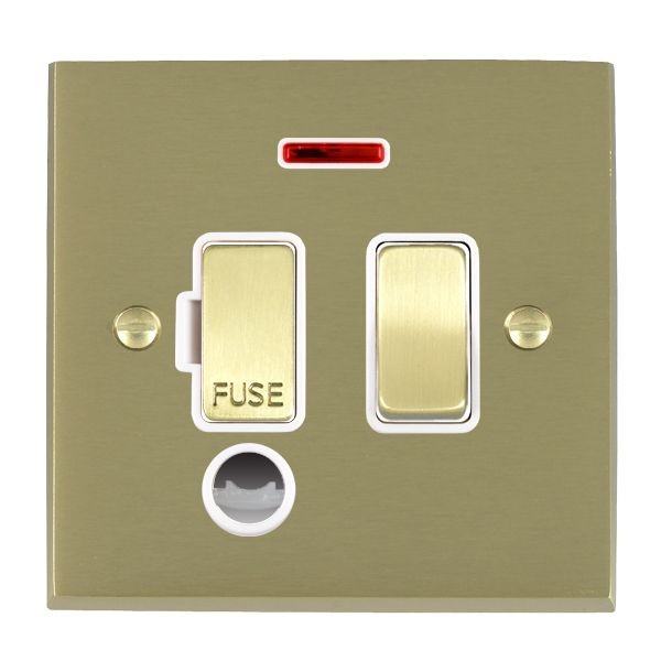 Hamilton Cheriton Victorian Satin Brass 1 Gang 13A Fused Spur, Double