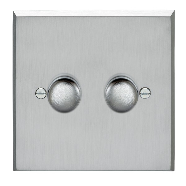 Eurolite Victorian SC2D400 Satin Chrome 2 Gang 400w Dimmer Switch with