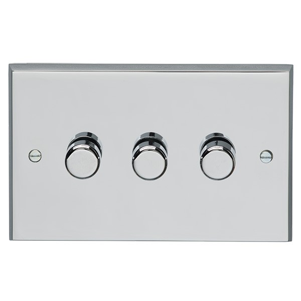 Eurolite Victorian C3D400LED Polished Chrome 3 Gang 400w LED Dimmer