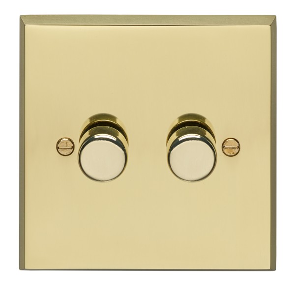Eurolite Victorian V2D400 Polished Brass 2 Gang 400w Dimmer Switch with