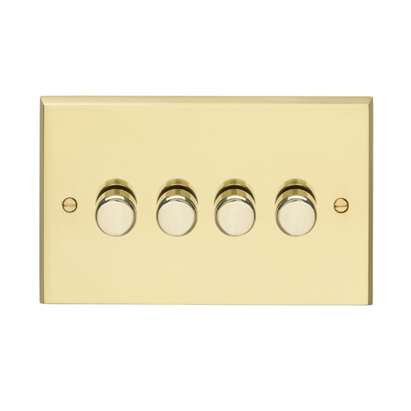 Eurolite Victorian V4D400LED Polished Brass 4 Gang 400w LED Dimmer