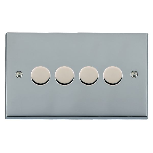 Hamilton Cheriton Victorian Bright Chrome Push On/Off Dimmer 4 Gang 2