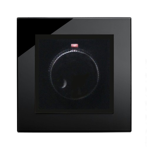 Retrotouch Crystal Rotary Dimmer Switch 1 Gang Black Plain Glass at UK