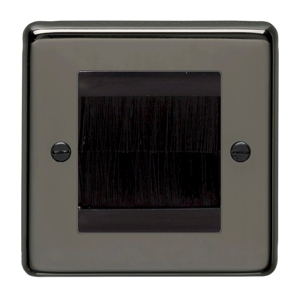 Eurolite Stainless Steel Black Nickel 1 Gang Brush Plate with Black