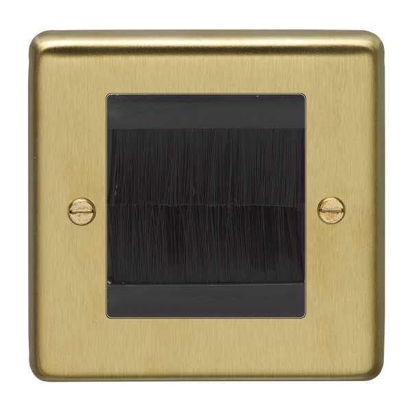 Eurolite Stainless Steel SB1BRUSHB Satin Brass 1 Gang Brush Plate with