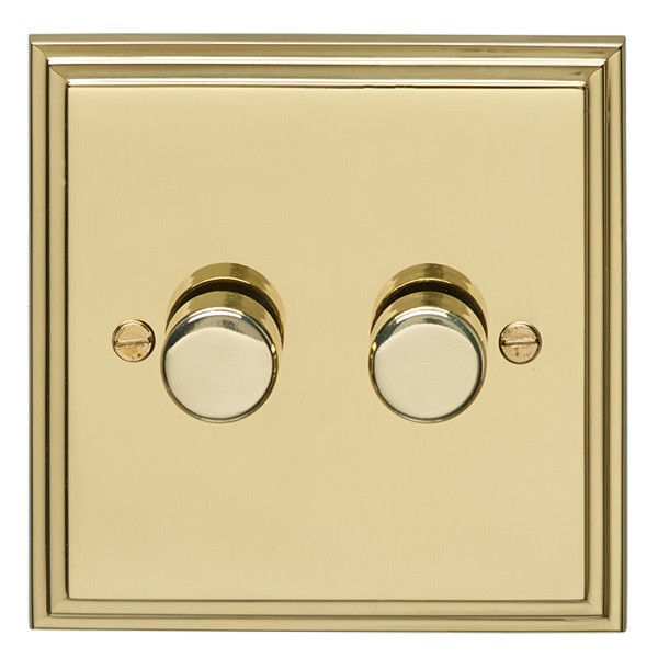 Eurolite Stepped Edge SPB2D400LED Polished Brass 2 Gang 400w LED Dimmer