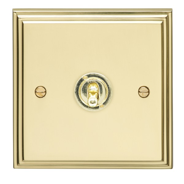 Eurolite Stepped Edge Polished Brass 1 Gang 10 Amp 2 Way Toggle Switch with Matching Toggle UKES