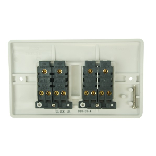 Click Mode 4 Gang 10amp 2 Way White PVC Switch, Switches and Sockets