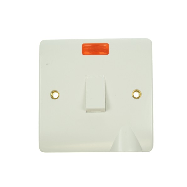 Click Mode 20amp White PVC Switch with Neon and Flex Outlet, Switches