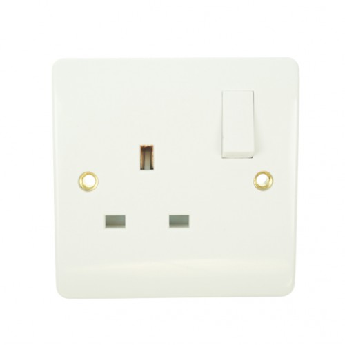 Click Mode Single 13amp White PVC Socket, Switches and Sockets, UK